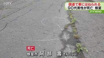 国道を渡っていた９０代の男性が乗用車にはねられる　搬送先の病院で死亡　北海道根室市