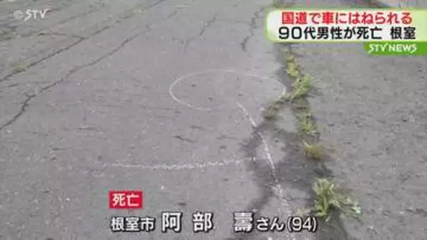 国道を渡っていた９０代の男性が乗用車にはねられる　搬送先の病院で死亡　北海道根室市