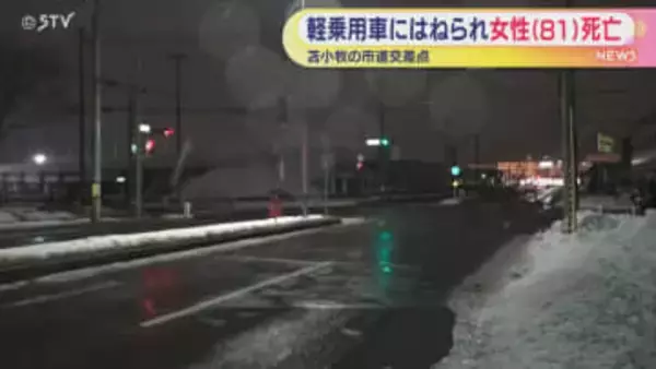 横断歩道を渡っていた高齢女性　軽乗用車にはねられ死亡　運転の男(20)を現行犯逮捕　苫小牧市