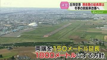 丘珠空港の延長案を決定へ　両端を150メートルずつ拡張　冬季の就航率改善も　国交省