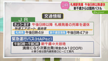 【解説】３１便が運行予定　新千歳ー大谷地で臨時バス　高速道路も通行止め解除へ　大雪の影響