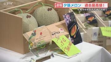 ２玉５８０万円　史上最高値　北海道を代表する初夏の味覚「夕張メロン」の初競り　札幌市