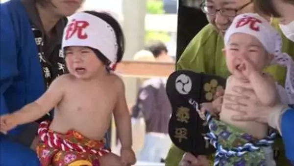 はっきょい～ぎゃーっ！ 子どもの日に三田天満神社で赤ちゃんの泣きずもう／兵庫県