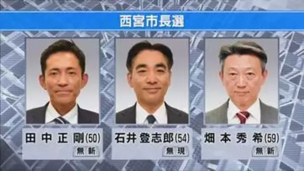 「西宮市長選きょう投開票　現職と新人2人三つどもえの争い」の画像