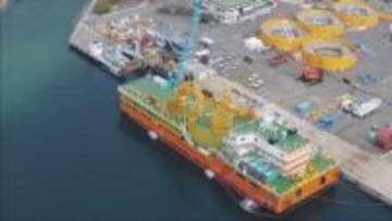 海底ケーブルの敷設工事などを担う作業船「あわじ」一般公開