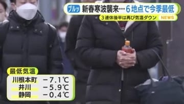 3連休後半は再び気温ダウン　新春寒波襲来　静岡県内6地点で今季最低