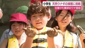 小学生が天然ウナギ4匹捕獲　筒状のワナ「もじり」利用　蒲焼きにして味わう