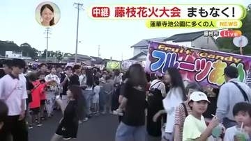 蓮華寺池公園を彩る藤枝花火大会　直前の様子を生中継　屋台並ぶ駐車場は大にぎわい
