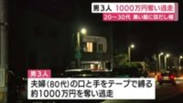 男3人が緊縛強盗で1000万円奪い逃走　黒い服に目だし帽