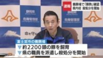 富士宮市の養豚場で豚熱への感染確認　静岡県が２２００頭の殺処分を開始　対応を迅速に行い拡大の抑え込み急ぐ