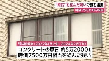 “原石”7500万円相当を盗んだ疑い　採掘業務を任されていた66歳男を逮捕　容疑を認める