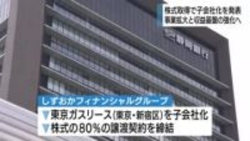 しずぎんフィナンシャルグループ　東京ガスリース株式取得で子会社化