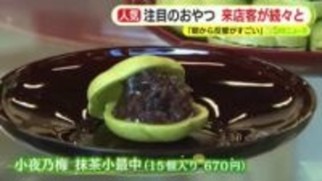 将棋・王将戦　藤井六冠と永瀬九段が1日目の午前に選んだおやつ「小夜乃梅 抹茶小最中」来店客が続々と