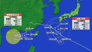 【台風情報】台風のたまご　熱帯低気圧の予想進路　1日にも台風に発達へ　沖縄・奄美に接近か　海外の一部の予測モデルでは本州直撃予想　静岡県は雨やうねり注意　復活した台風18号は影響なさそう
