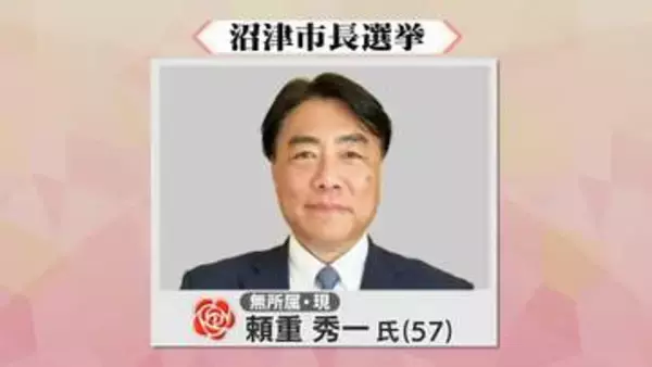 【速報】沼津市長選挙　現職・頼重秀一氏が当選確実　現職と新人2人の三つどもえの戦い制し3期目へ