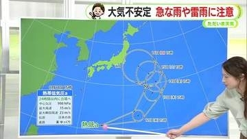 【台風15号】火曜夜から水曜朝にかけて静岡県内に最接近　大雨に注意　南の海上にはさらに新たな「台風のたまご」熱帯低気圧も　【静岡・ただいまテレビ　8/11】