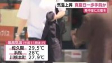 静岡県内も気温上昇　最高気温は真夏日一歩手前か　熱中症に注意を