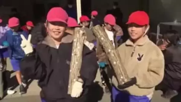 小学生がシイタケの植菌を体験　地元の特産品に理解を