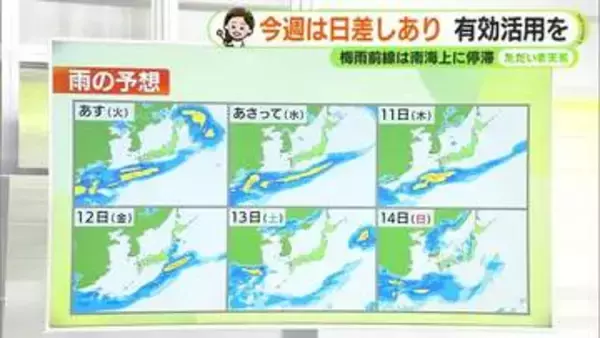 梅雨入りの静岡県内　9日（火）未明にかけて広く雨に　今後の天気見通しは　【静岡・ただいま天気　6/8】