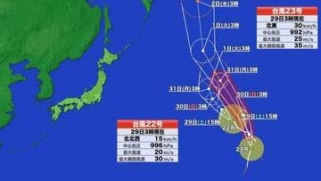 【台風情報】台風多発　ダブル台風　22号・23号　予想進路　「藤原の効果」で複雑な進路に　日本に直接影響ないものの太平洋岸はうねりに注意