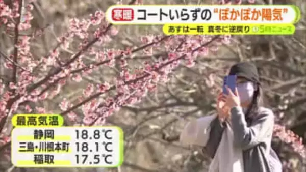 コートいらずの“ぽかぽか陽気”　あすは一転…真冬に逆戻り　最高気温は20℃近く⇒1桁台　東部の山間部では雪のおそれも