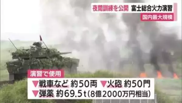25式高速滑空弾の発射機を初めて公開　国内最大規模の実弾射撃演習“富士総合火力演習”　夜間訓練　照明弾や暗視装置なども用いて暗闇に潜む敵を制圧する想定