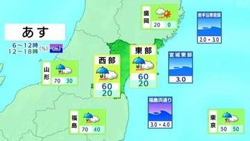 【22日宮城の天気】昼過ぎまで傘の出番　夕方以降は晴れ間も　tbc気象台（21日午後4時時点）
