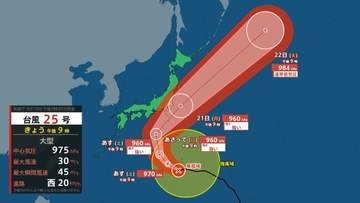 【台風情報】大型の台風25号（ドゥージェン）21日にも宮城に最接近か　5連休のシルバーウィークへの影響は?