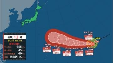 【台風情報】台風13号（ドルフィン）は31日以降「猛烈な勢力」に発達へ　8月上旬に日本列島に接近か（29日午前3時現在）【雨風シミュレーション29日～8日】