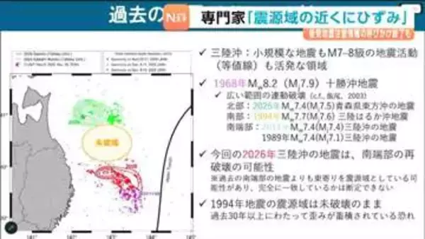 三陸沖地震の震源域近く「30年以上ひずみが解消されずに残っている可能性」東北大学災害科学国際研究所