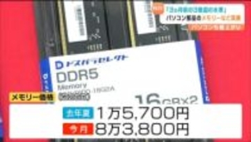 メモリーなどの需要増加で…値上がり続くパソコン「価格が3倍なら購入考える」メモリ価格急騰で1日1人4枚の購入制限　仙台