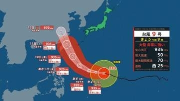 【台風情報】（7日午前9時現在）台風9号(バービー)10日から11日頃に強い勢力で沖縄地方に接近へ 暴風などに対する早めの備えを【12日までの雨・風シミュレーション】