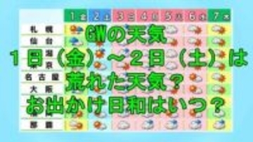 【GWの天気】1日(金)～2日(土)は荒れた天気？お出かけ日和はいつ？