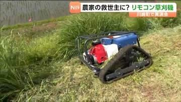 農家の高齢化や人手不足の対策として期待 田んぼで"リモコン草刈機"の性能を間近で体験 宮城・川崎町
