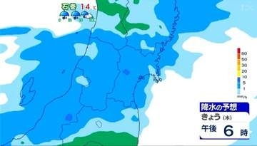 【21日宮城の天気】丸1日雨が降り続き気温がどんどん下がっていく・丈夫な大きい傘を持ち外出を【降水予想図あり】tbc気象台