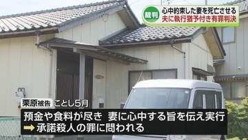 【判決】心中約束した妻を死亡させる  夫に拘禁刑2年6か月・執行猶予4年の有罪判決　《新潟》
