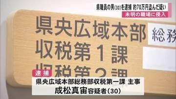 未明の県庁に侵入　職場の金庫から約７０万円盗んだ疑いで県職員の男（３０）逮捕【熊本】