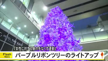 パープルリボンツリーの点灯式　１１月１２日～２５日『女性に対する暴力をなくす運動』期間【熊本発】