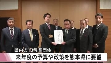 県内１３の農業団体が来年度の政策や予算を熊本県に要望