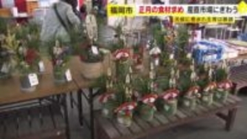 正月用の食材求め産直市場にぎわう　お雑煮に欠かせない「かつお菜」に人だかり　飾り付け用の「切り花」も　福岡市