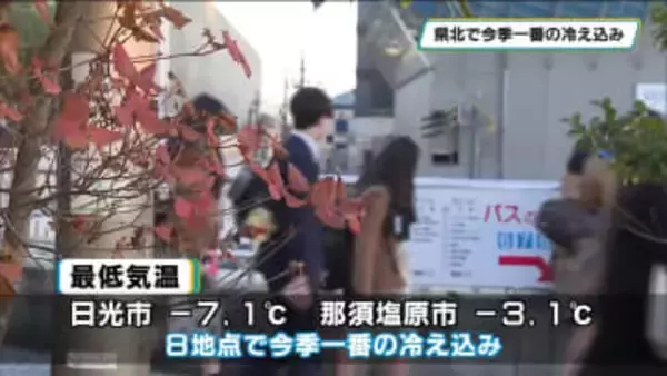 栃木県内８地点で今季最低気温に　日光市でー７.１℃、那須塩原市はー３.１℃