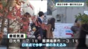 栃木県内８地点で今季最低気温に　日光市でー７.１℃、那須塩原市はー３.１℃