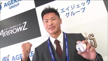 栃木ゴールデンブレーブスの三方選手に指名あいさつ　プロ野球オリックススカウトが訪問