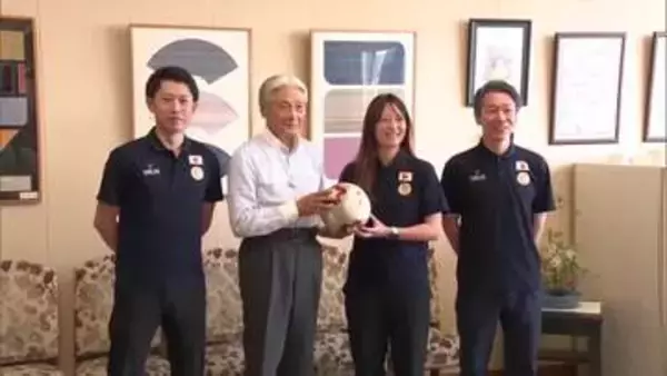 フットゴルフ世界大会日本代表選手　本県から３人　知事へ抱負