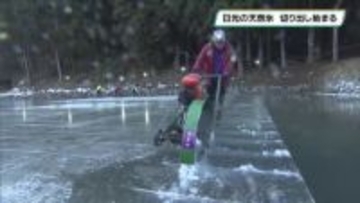 日光で天然氷の切り出し始まる　松月氷室