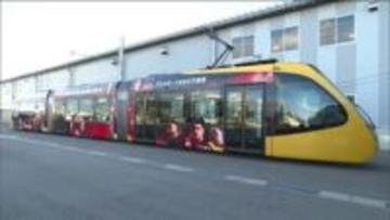 ラグビー「ホンダヒート」ラッピングＬＲＴ　２７日に運行開始　宇都宮・芳賀