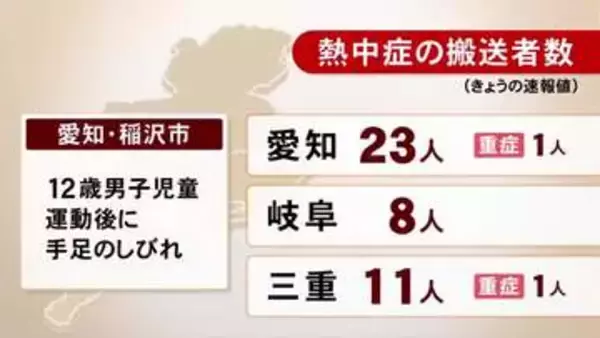 小学校で運動した後の児童も…『熱中症』30日は東海3県で42人を搬送 愛知23人 岐阜8人 三重11人 一宮の中学生は野球の最中に