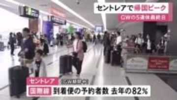 GWの5連休最終日…中部空港で帰国ラッシュのピーク 一日で約7500人が到着する見込みで多くの旅行客の姿