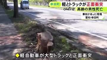 どちらかが中央線はみ出したか…軽自動車が対向車線を走っていた大型トラックと正面衝突 軽の運転手の69歳男性が死亡