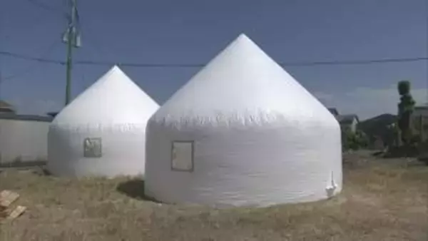 暑さしのげる場所を…熊本地震の被災地に名工大教授が開発した『インスタントハウス』空き地に1時間半程で完成